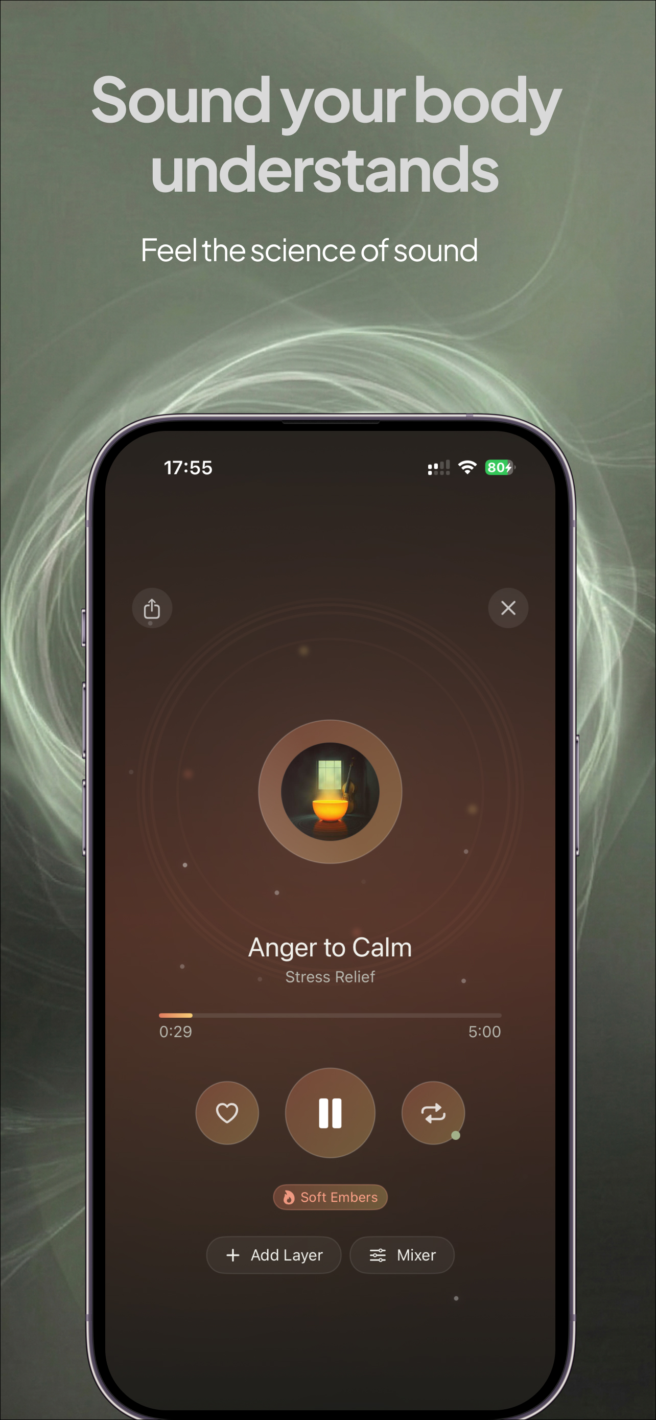 Sounda sound player — Anger to Calm stress relief session